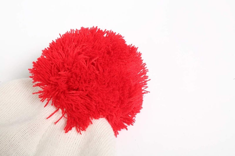 SSLR -Big-Kids-Halloween-Beanie-Hat-Red White Pom Pom Cuff Knit Christmas Hat - Image 5
